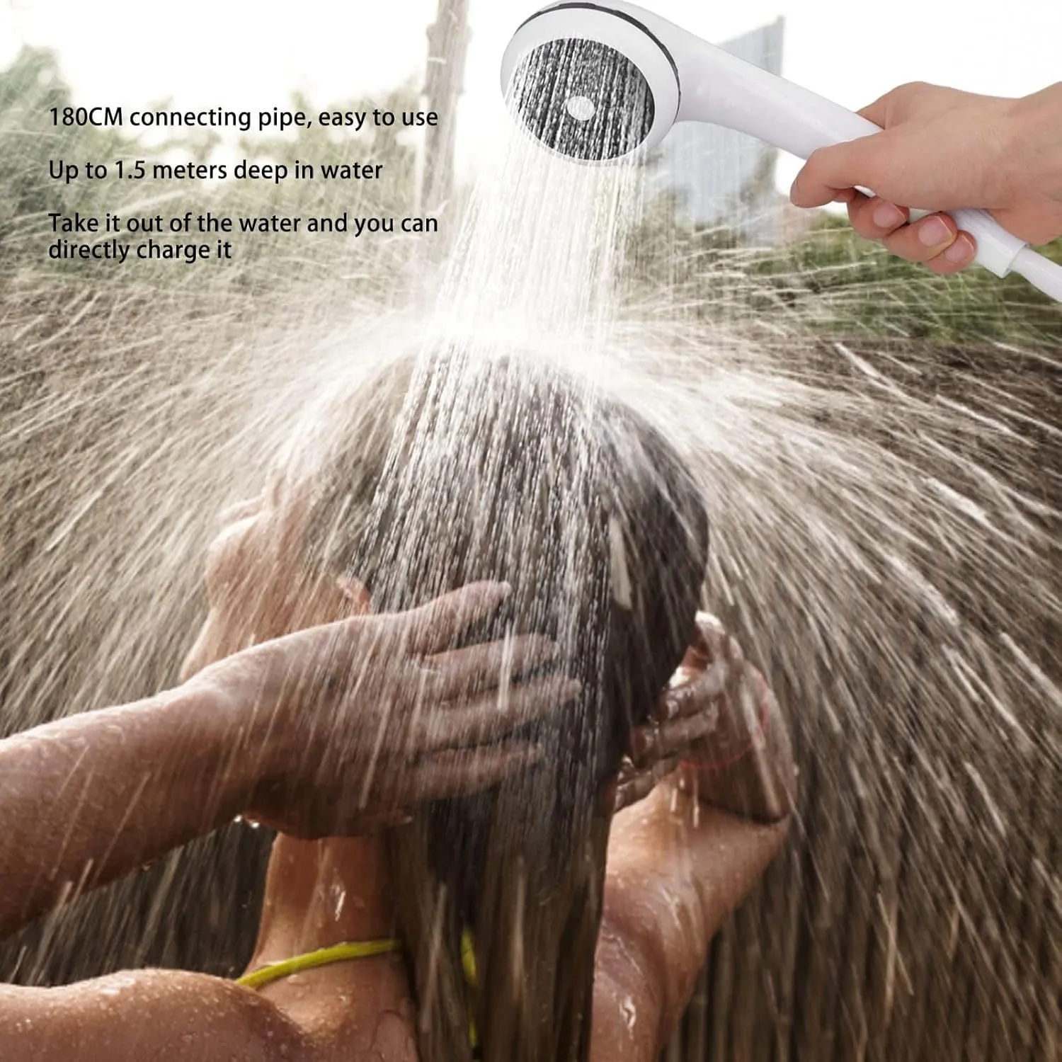 Portable Shower, Rubber Hose Wearing a Regulating Valve Camping Shower, 1.5 Meters Deep in Water Portable Outdoor Shower, for Camping, Outdoor