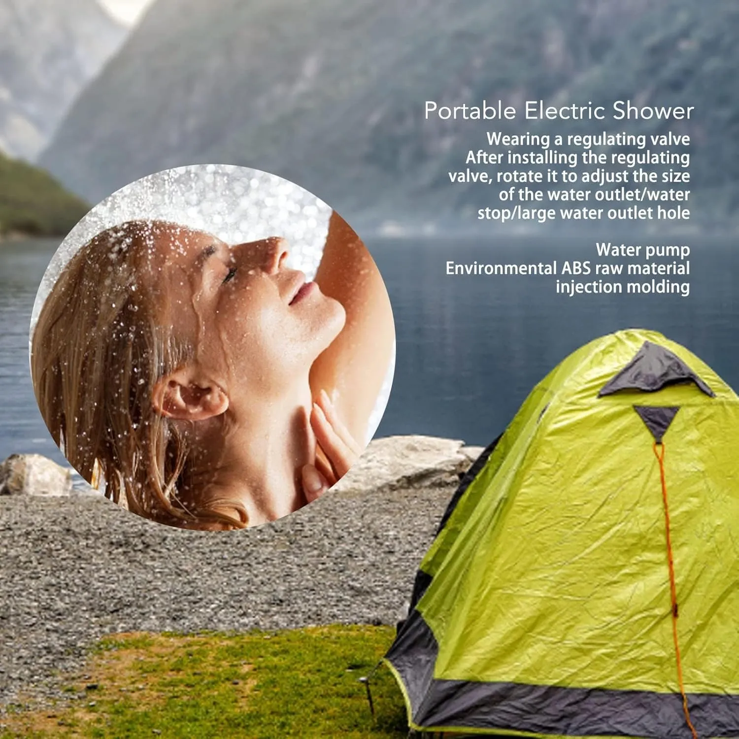Portable Shower, Rubber Hose Wearing a Regulating Valve Camping Shower, 1.5 Meters Deep in Water Portable Outdoor Shower, for Camping, Outdoor