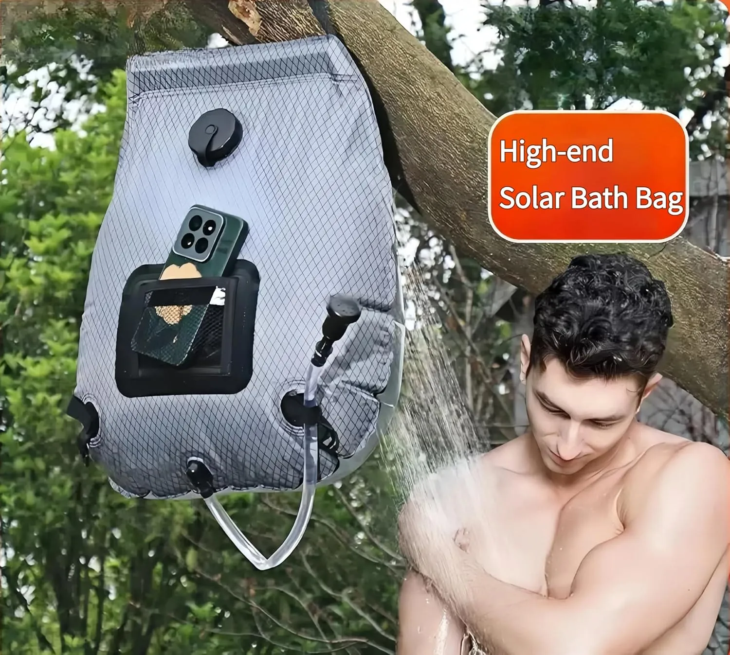 Portable Solar Shower Bag for Camping – 5 Gallon Solar Heated Shower with Temperature Indicator, Leak-Proof Outdoor Shower for Hiking, Beach, Travel & Emergency Use,Silver/Black/Gray/Green