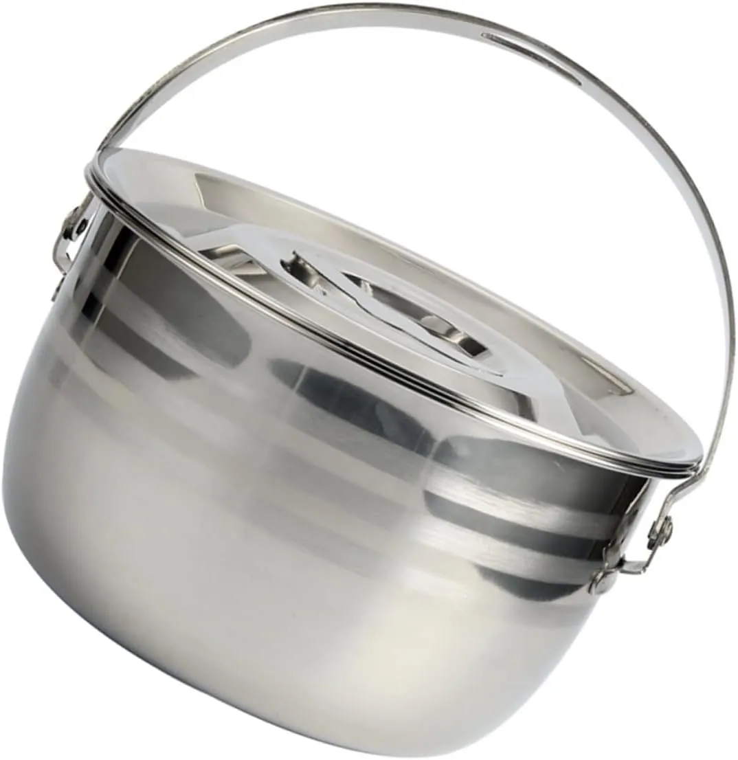 Portable Soup Kettle Stainless Steel Camp Fire Pot Easy to Use Heat Resistant Cookware