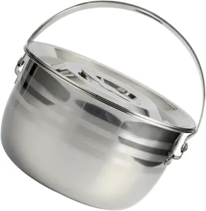 Portable Soup Kettle Stainless Steel Camp Fire Pot Easy to Use Heat Resistant Cookware