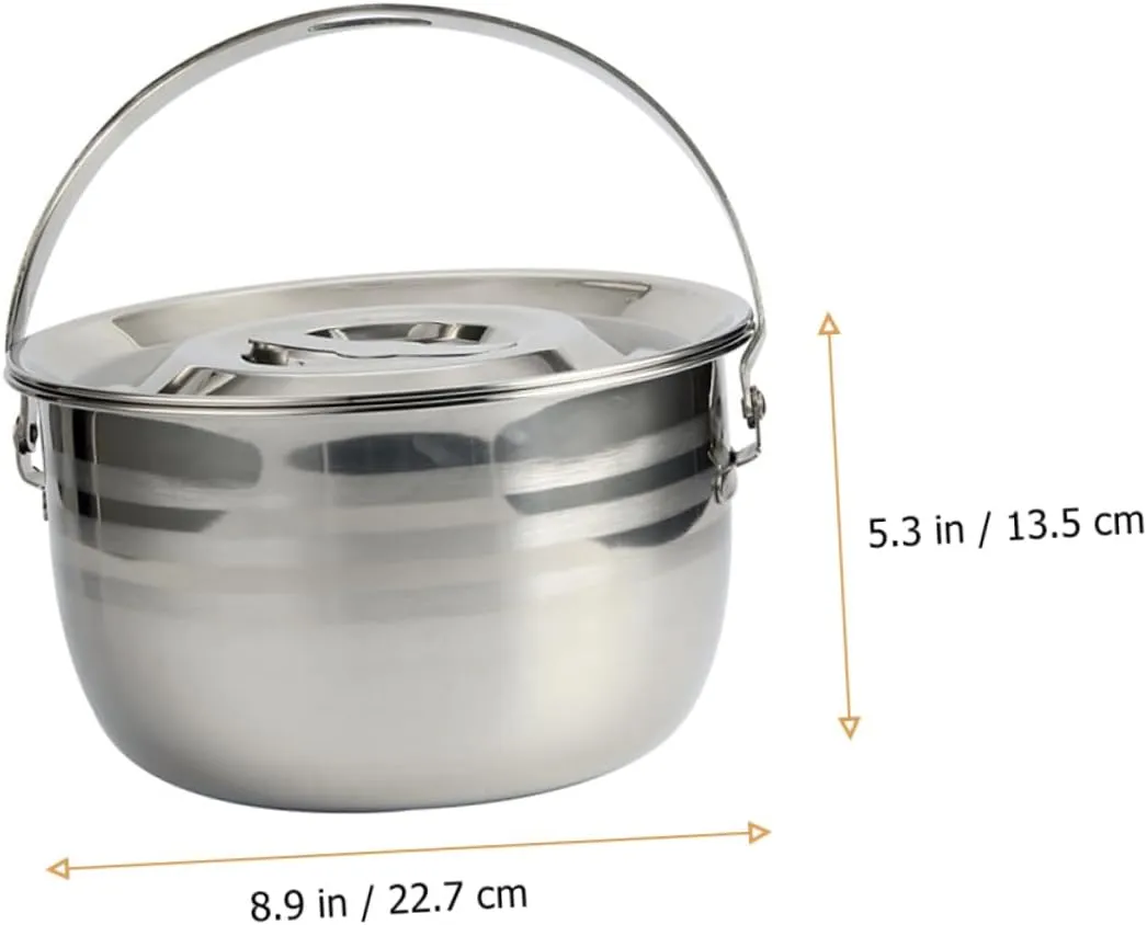 Portable Soup Kettle Stainless Steel Camp Fire Pot Easy to Use Heat Resistant Cookware