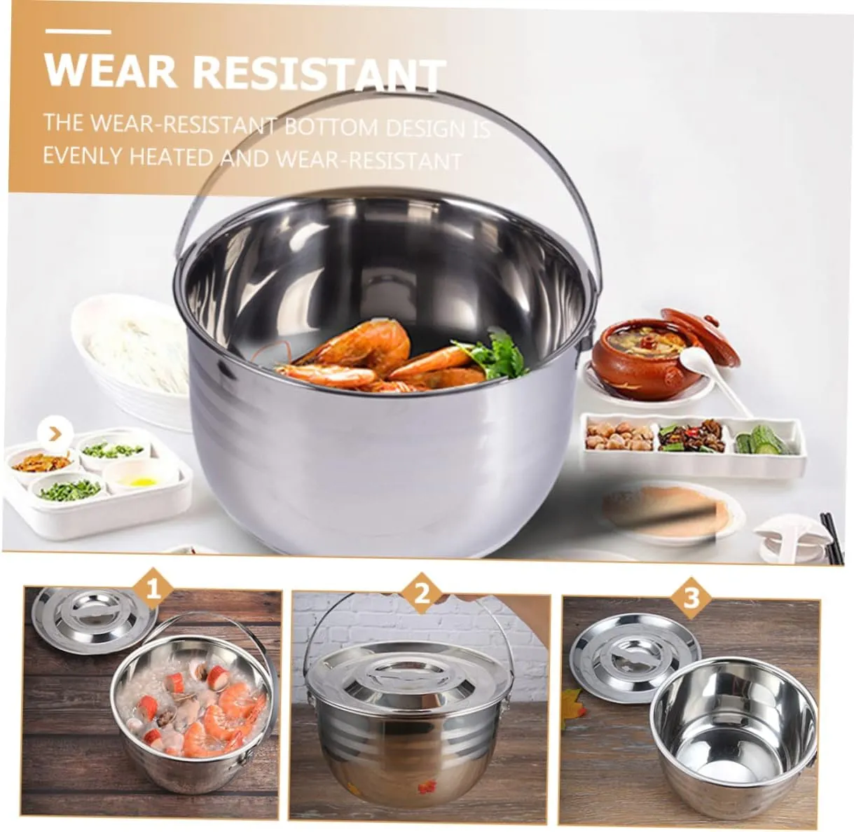 Portable Soup Kettle Stainless Steel Camp Fire Pot Easy to Use Heat Resistant Cookware