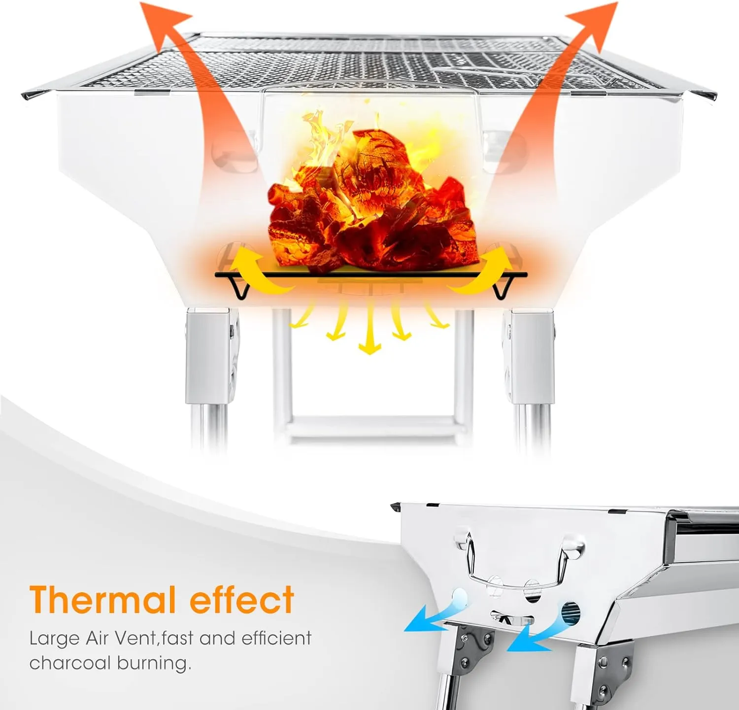 Portable Stainless Steel Charcoal BBQ Grill – Foldable, Lightweight & Perfect for Outdoor Parties