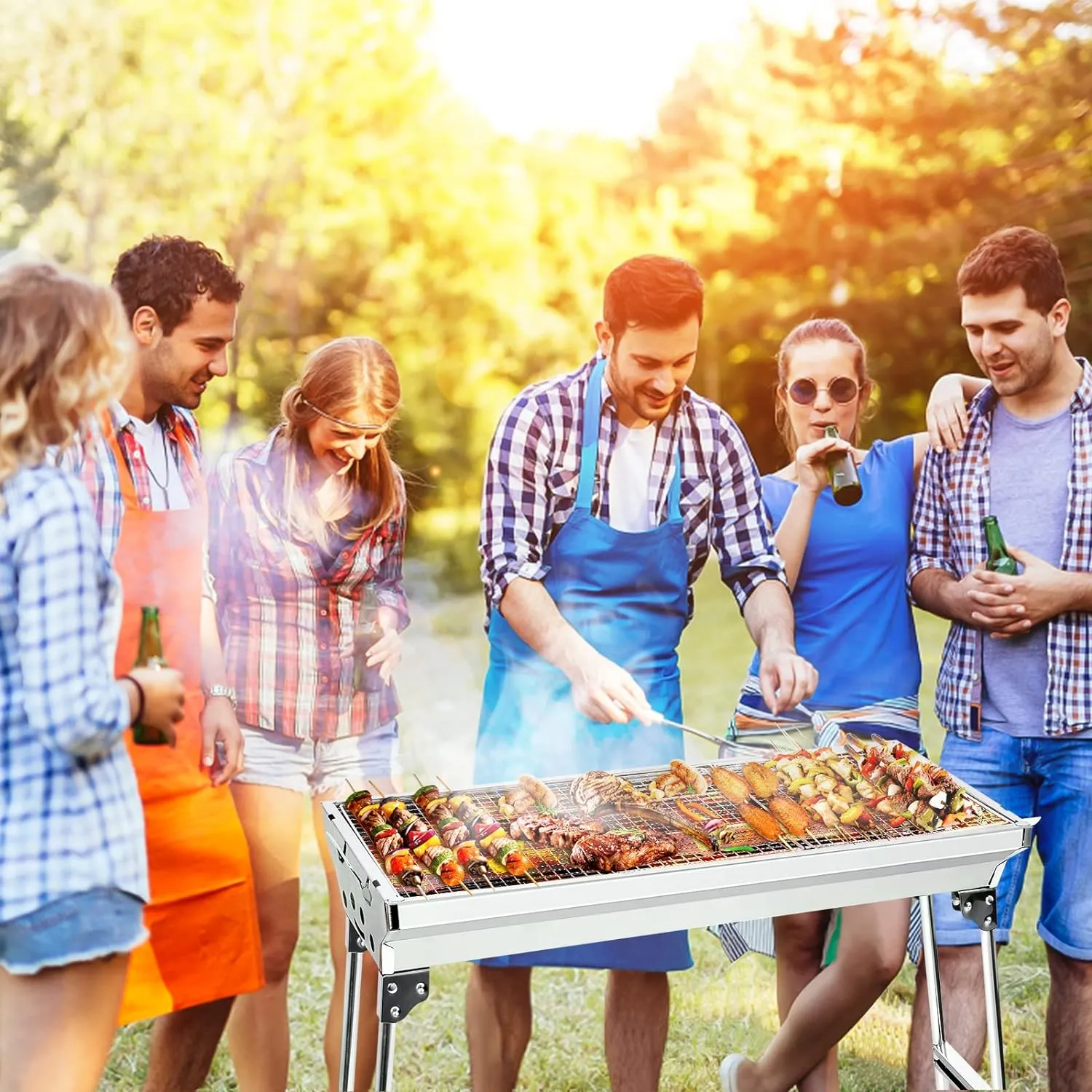 Portable Stainless Steel Charcoal BBQ Grill – Foldable, Lightweight & Perfect for Outdoor Parties