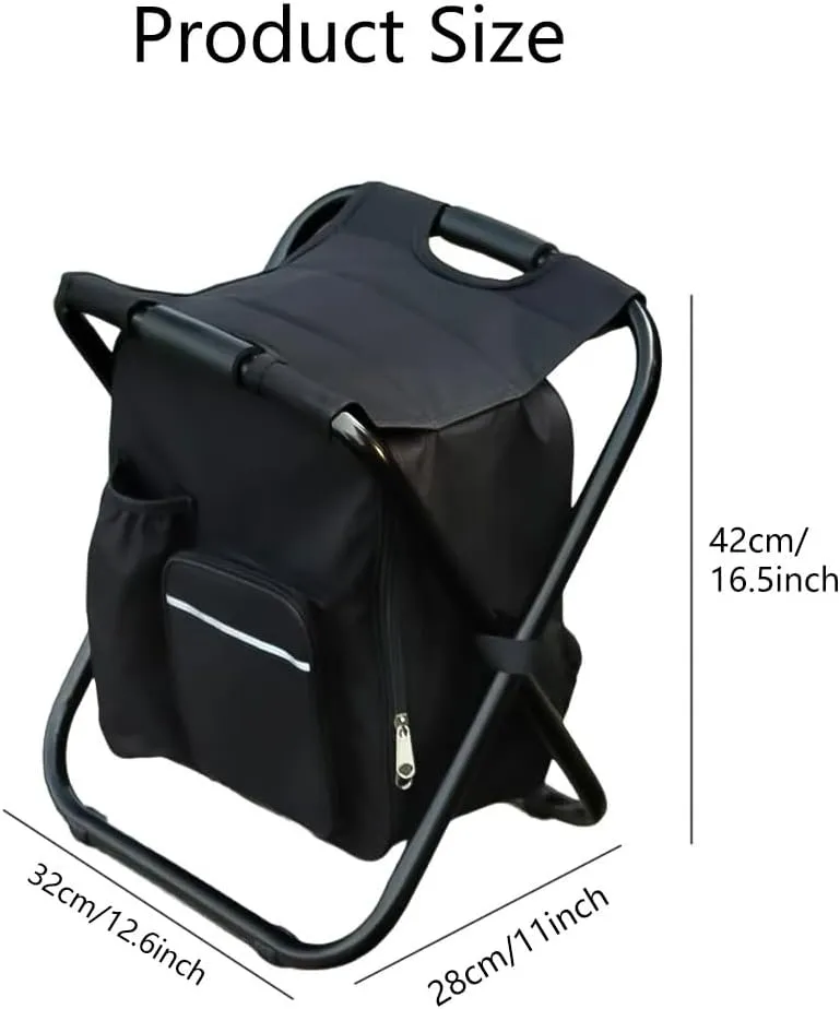 Portable Stool Backpack Cooler Chair Folding Camping Stool with Pocket, 3 in 1 Fishing Stool Multi-Function Beach Chair Stool Backpack Stools for Outdoor Walking Hiking Camping(Blue)