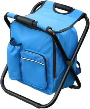 Portable Stool Backpack Cooler Chair Folding Camping Stool with Pocket, 3 in 1 Fishing Stool Multi-Function Beach Chair Stool Backpack Stools for Outdoor Walking Hiking Camping(Blue)