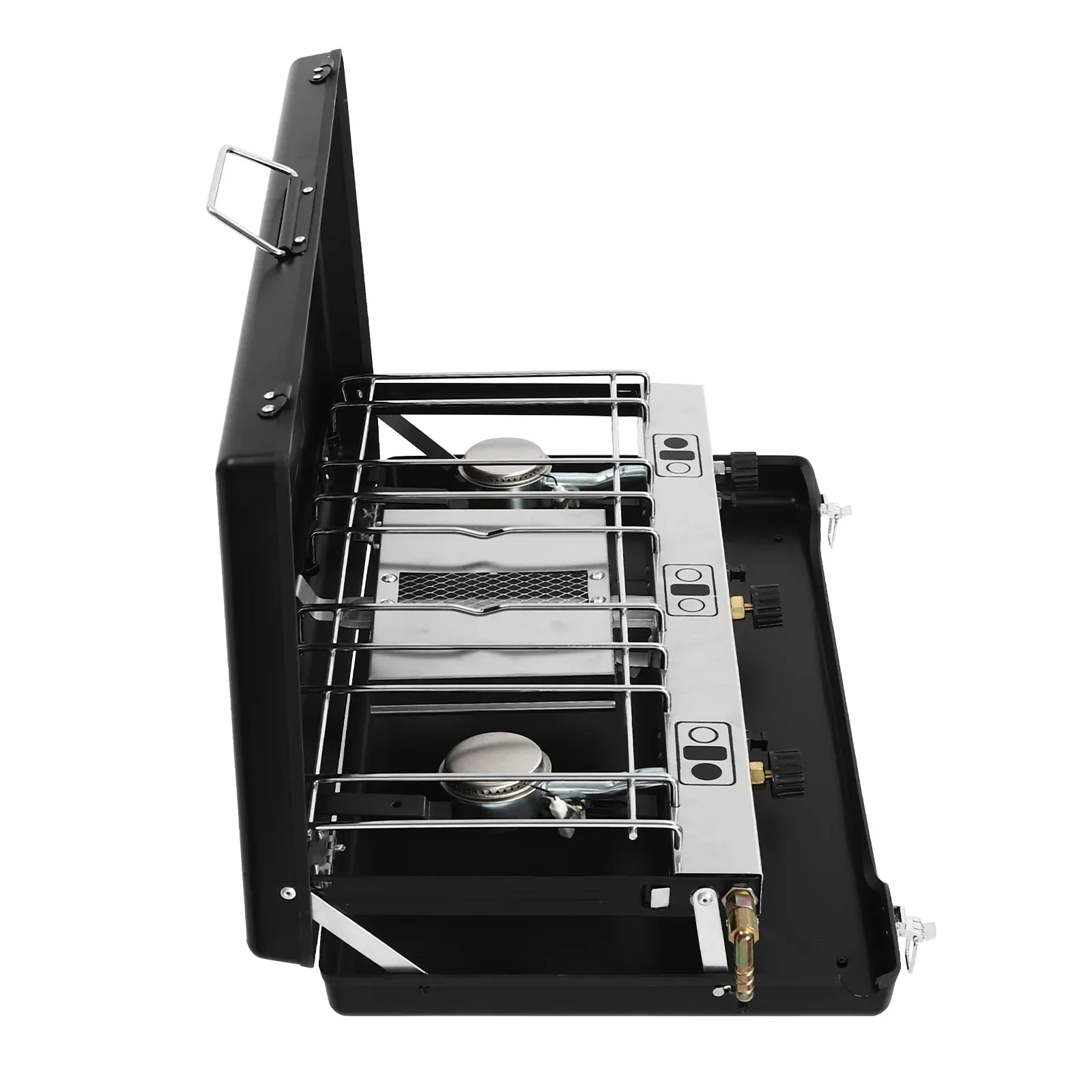 Portable Tabletop Cooking Stove with Handle Camping Stove with Removable Grid and Tray