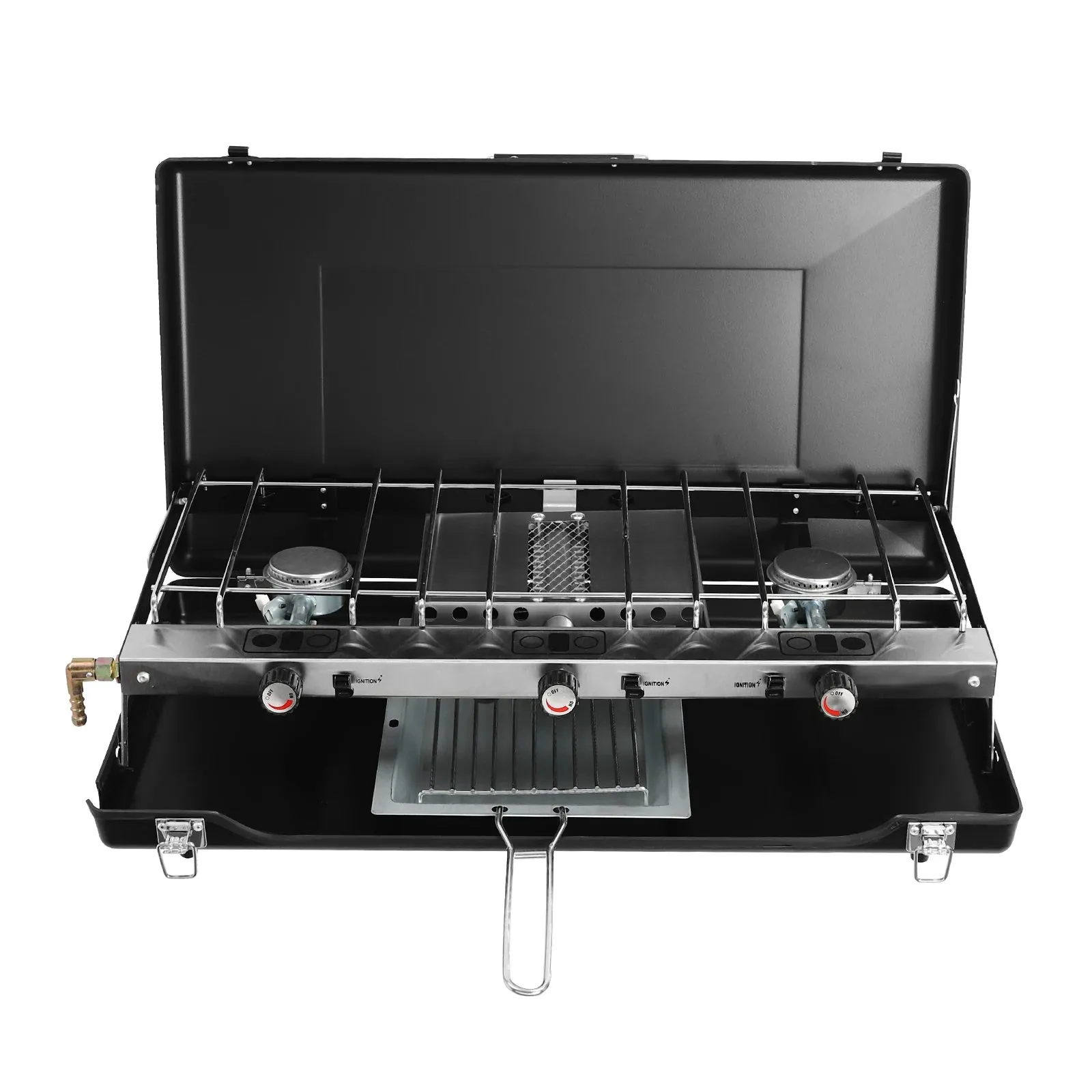 Portable Tabletop Cooking Stove with Handle Camping Stove with Removable Grid and Tray