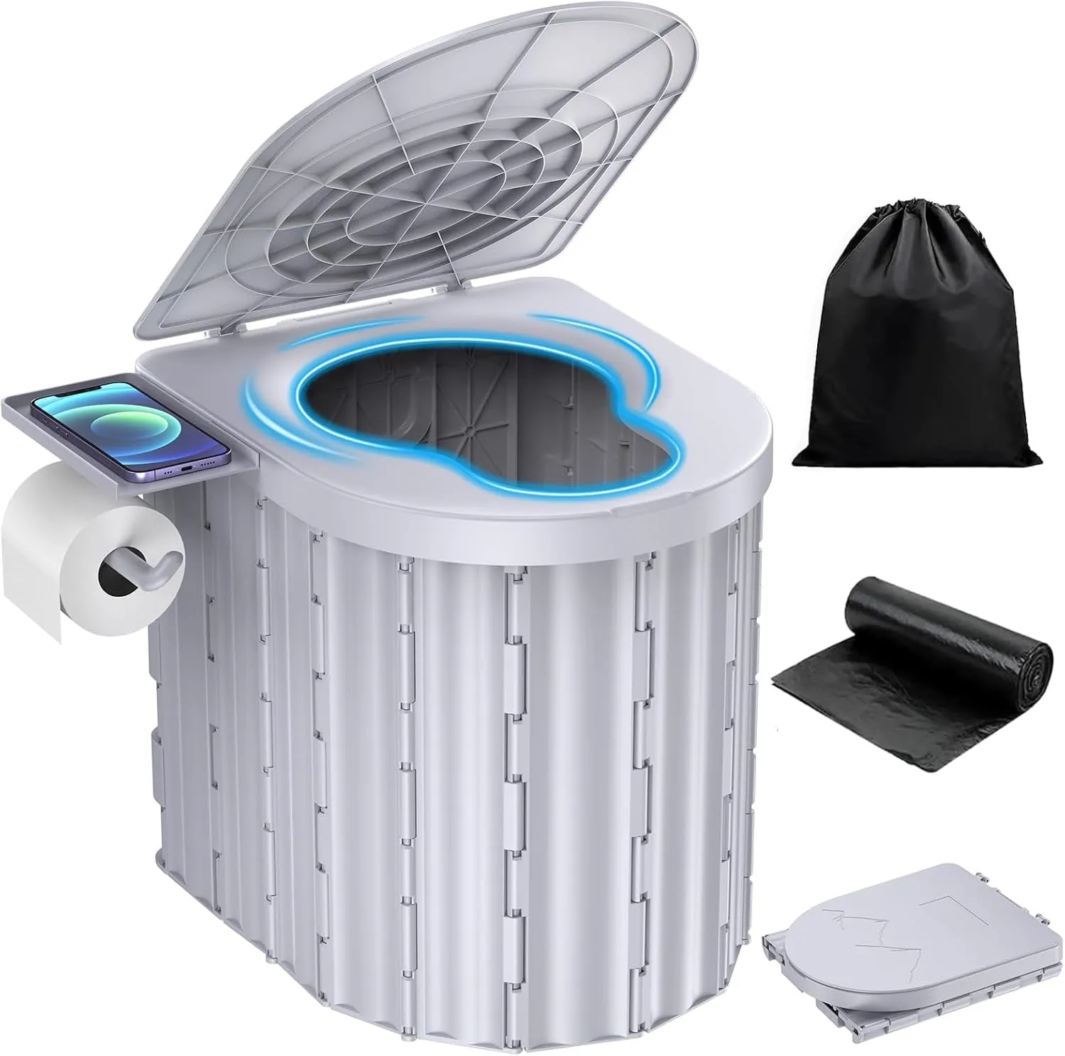 Portable Toilet and Privacy Tent for Adults, Outdoor Portable Toilet for Camping Pop Up Potty Tents with 12 Toilet Bags, Pop-up Tents for Toilet, Travel, Changing