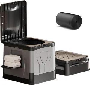 Portable Toilet for Adults - 12.4'' *14.5'' Outdoor Emergency Potty for Camping, Road Trip, Car, Tent, Truck Drivers
