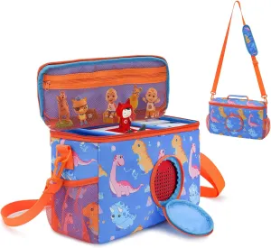 Portable Tonies Carrying Case - Compatible with Toniebox Starter Set Tonies Figures Characters Charging Station Headphones - Travel Bag for Kids Boy Girl - Designer Custom Dinosaur Bag