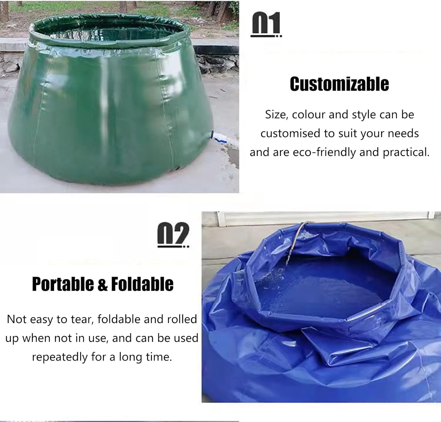 Portable Water Tank for Camping, 50 80 100 200 500 800 1000 1300 1500 2100 2600 Gallon, Farm Garden Water Bladder/Storage Container Blue, Emergency Cistern Collection System ( Size : 4x3x1m/10000L/264