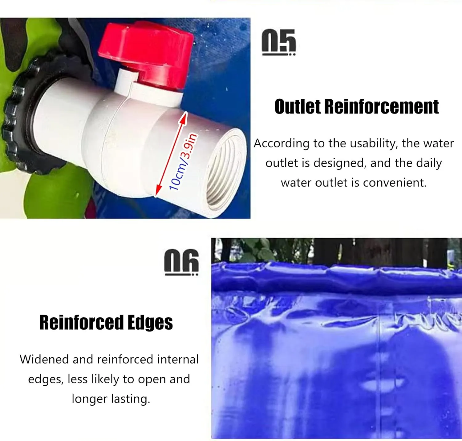 Portable Water Tank for Camping, 50 80 100 200 500 800 1000 1300 1500 2100 2600 Gallon, Farm Garden Water Bladder/Storage Container Blue, Emergency Cistern Collection System ( Size : 4x3x1m/10000L/264