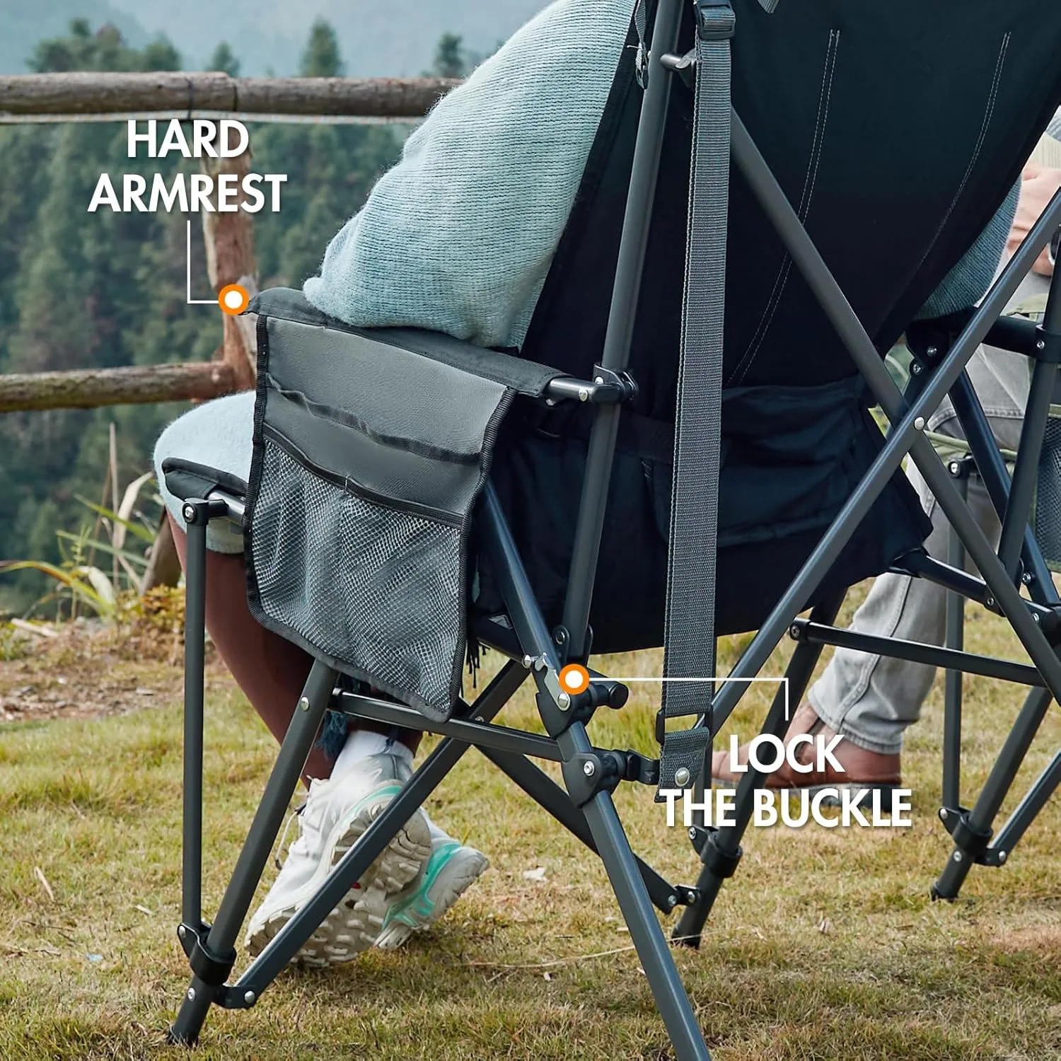 PORTAL Camping Chair with Lumbar Support for Adults Folding Portable High Back Oversized, 400LBS