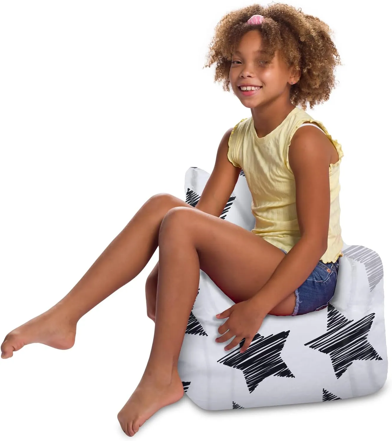 Posh Creations Bean Bag Chair Structured Seat for Toddlers and Kids, Comfy Chair for Gaming, Reading, and Watching TV for Children, Pasadena Chair, Canvas - Sketchy Stars
