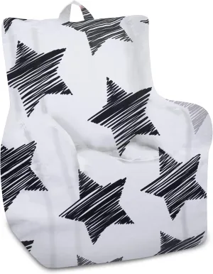 Posh Creations Bean Bag Chair Structured Seat for Toddlers and Kids, Comfy Chair for Gaming, Reading, and Watching TV for Children, Pasadena Chair, Canvas - Sketchy Stars