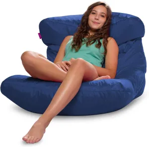 Posh Creations Laguna Lounger Teens, Kids and Adults for Bedrooms and Dorm Rooms, Large Bean Bag Chair, Soft Nylon-Navy