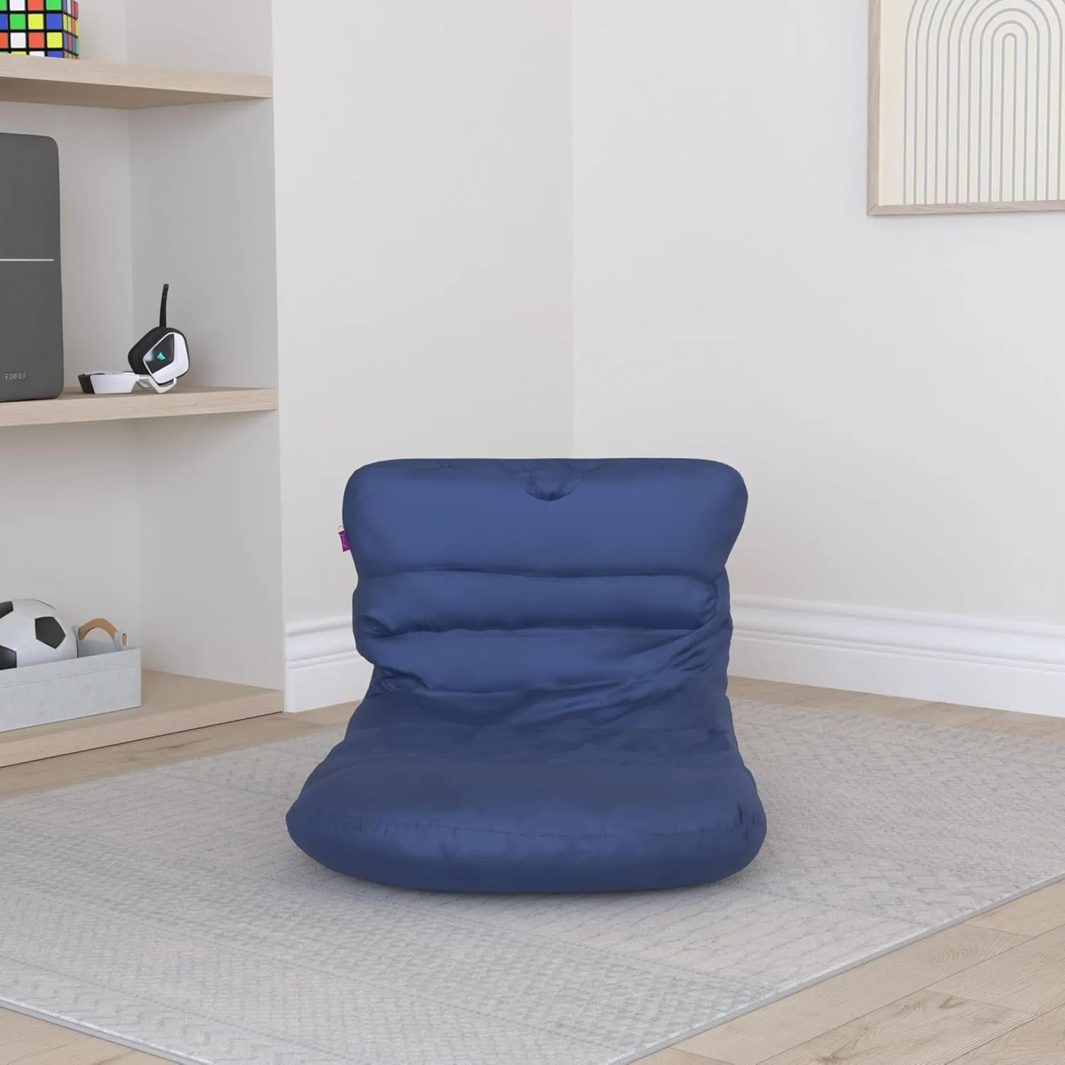 Posh Creations Laguna Lounger Teens, Kids and Adults for Bedrooms and Dorm Rooms, Large Bean Bag Chair, Soft Nylon-Navy