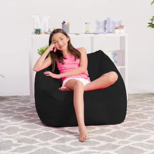 Posh Creations Structured Comfy Bean Bag Chair for Gaming, Reading, and Watching TV, Coronado Chair, Microsuede - Black