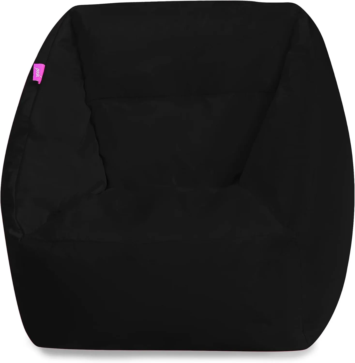 Posh Creations Structured Comfy Bean Bag Chair for Gaming, Reading, and Watching TV, Coronado Chair, Microsuede - Black