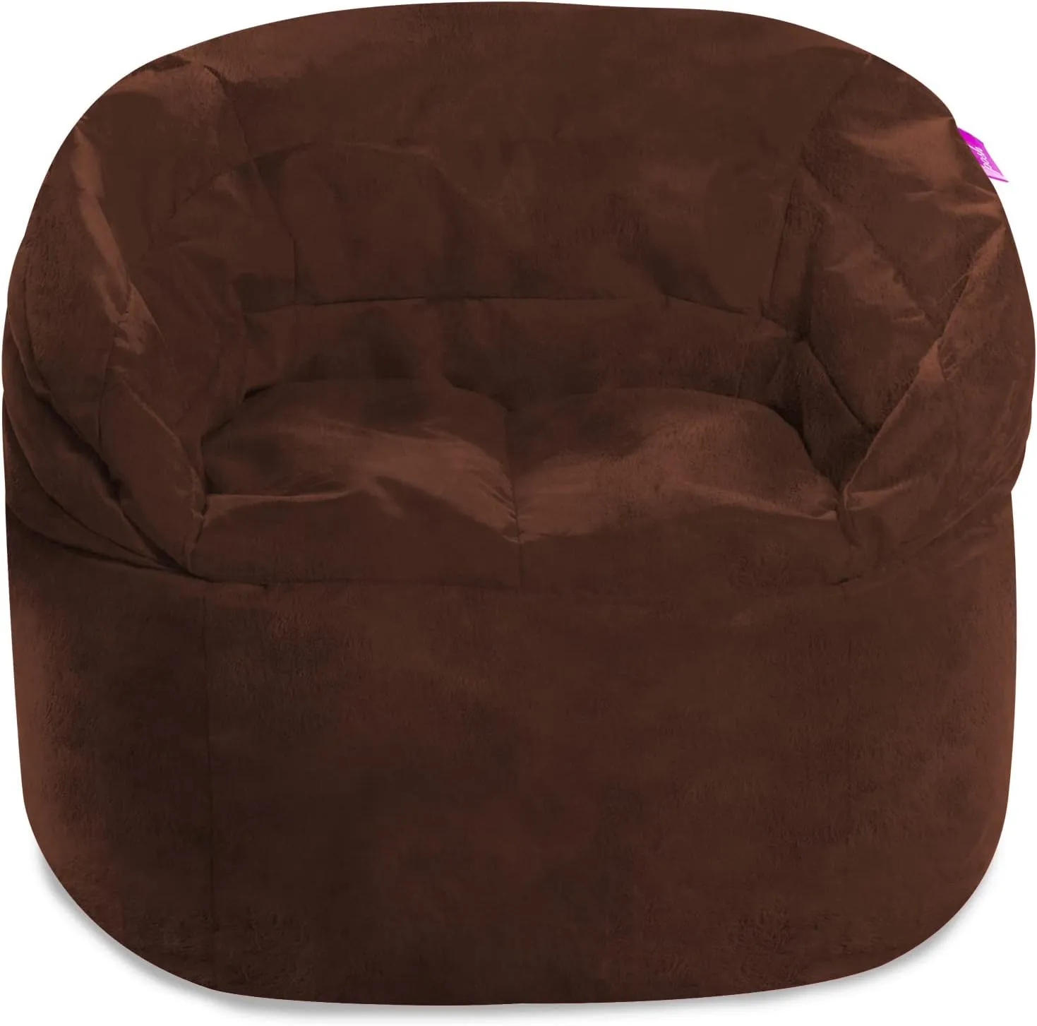 Posh Creations Structured Comfy Bean Bag Chair for Gaming, Reading, and Watching TV, Sonoma Lounge, Rabbit Fur - Brown