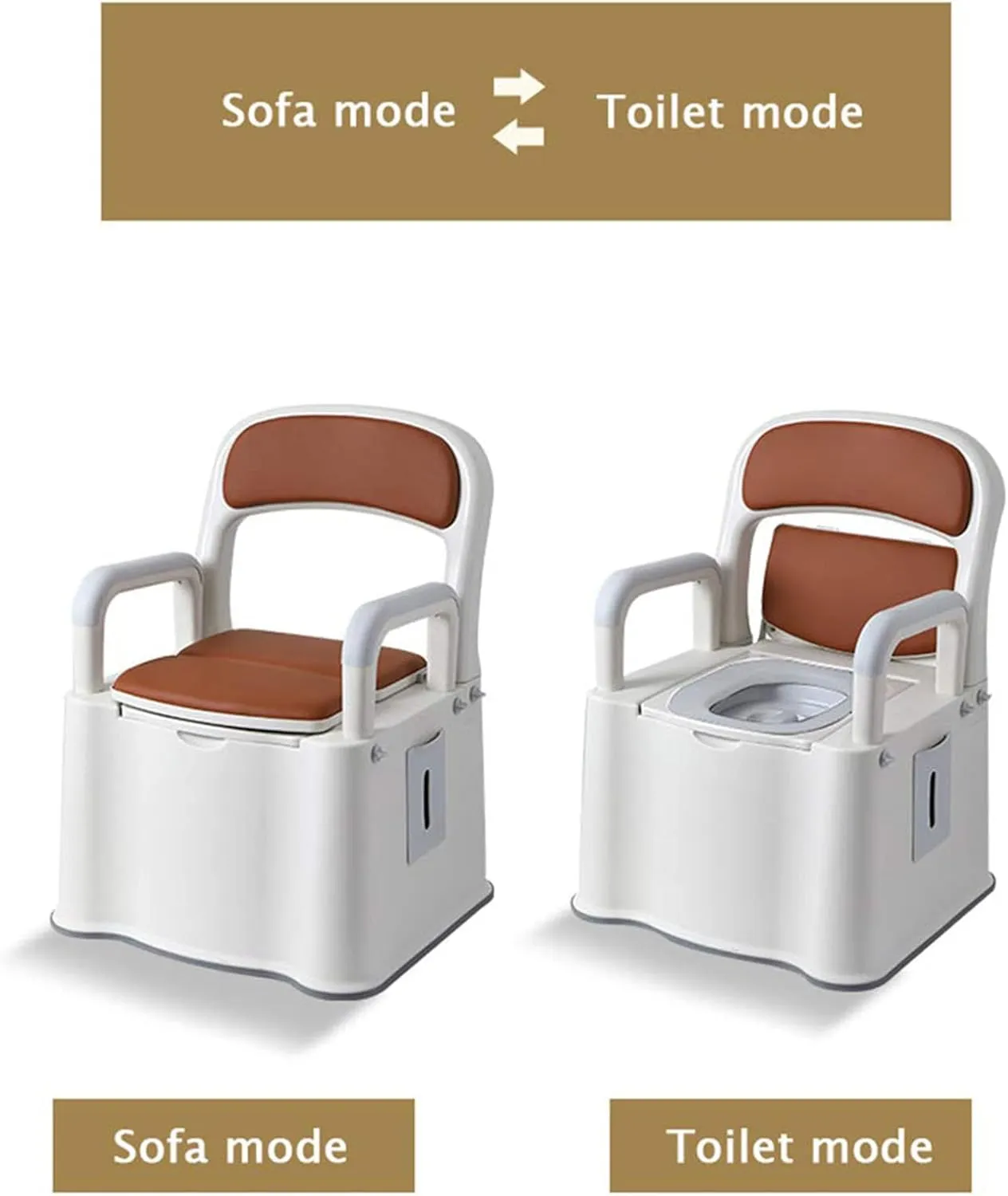 Premium Portable Movable Toilet for Pregnant Women Elderly Toilet Home Toilet with Backrest and Detachable Inner Bucket Armrest for Outdoor Camping Travel