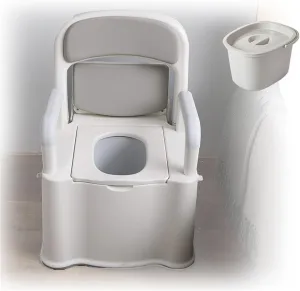 Premium Portable Movable Toilet for Pregnant Women Elderly Toilet Home Toilet with Backrest and Detachable Inner Bucket Armrest for Outdoor Camping Travel