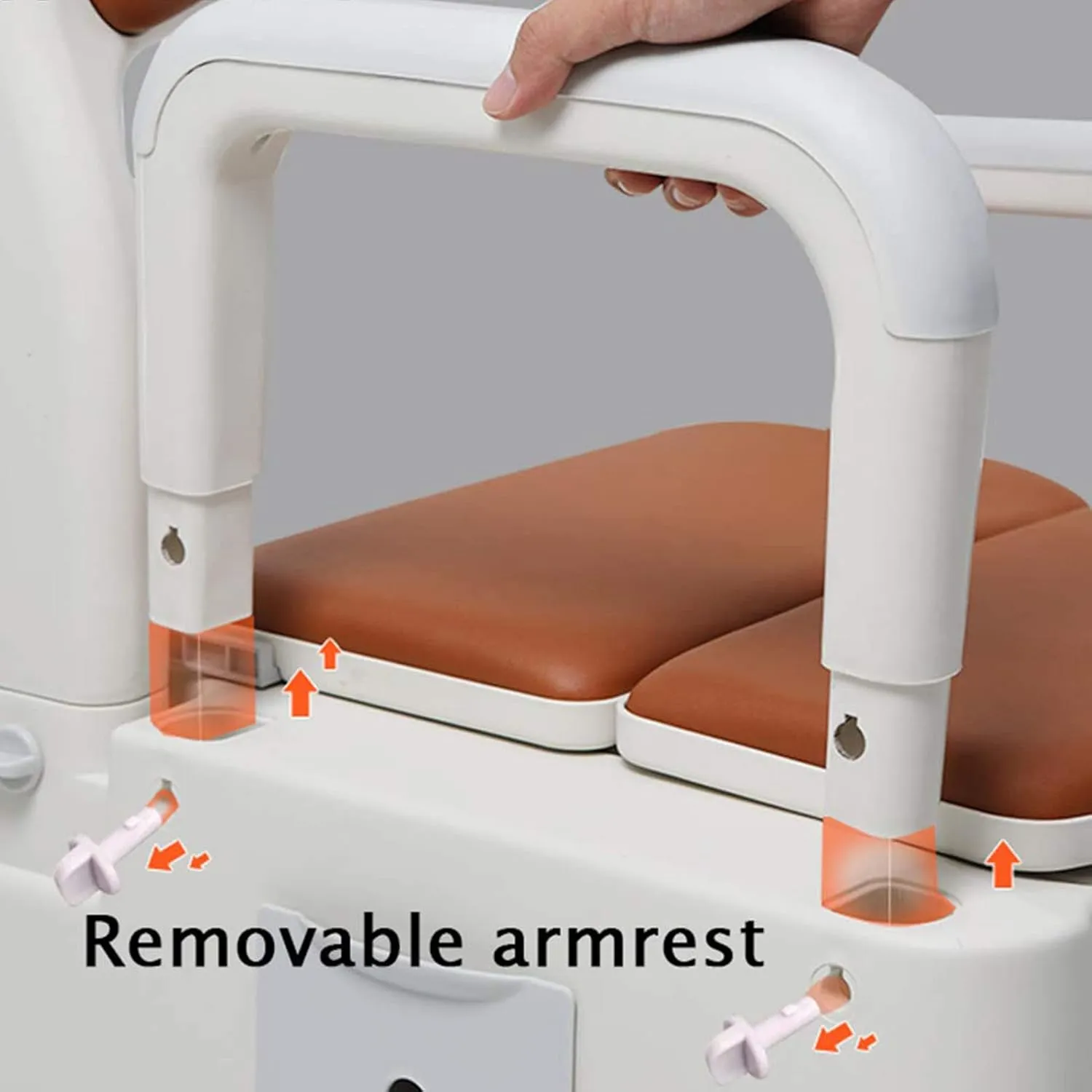 Premium Portable Movable Toilet for Pregnant Women Elderly Toilet Home Toilet with Backrest and Detachable Inner Bucket Armrest for Outdoor Camping Travel
