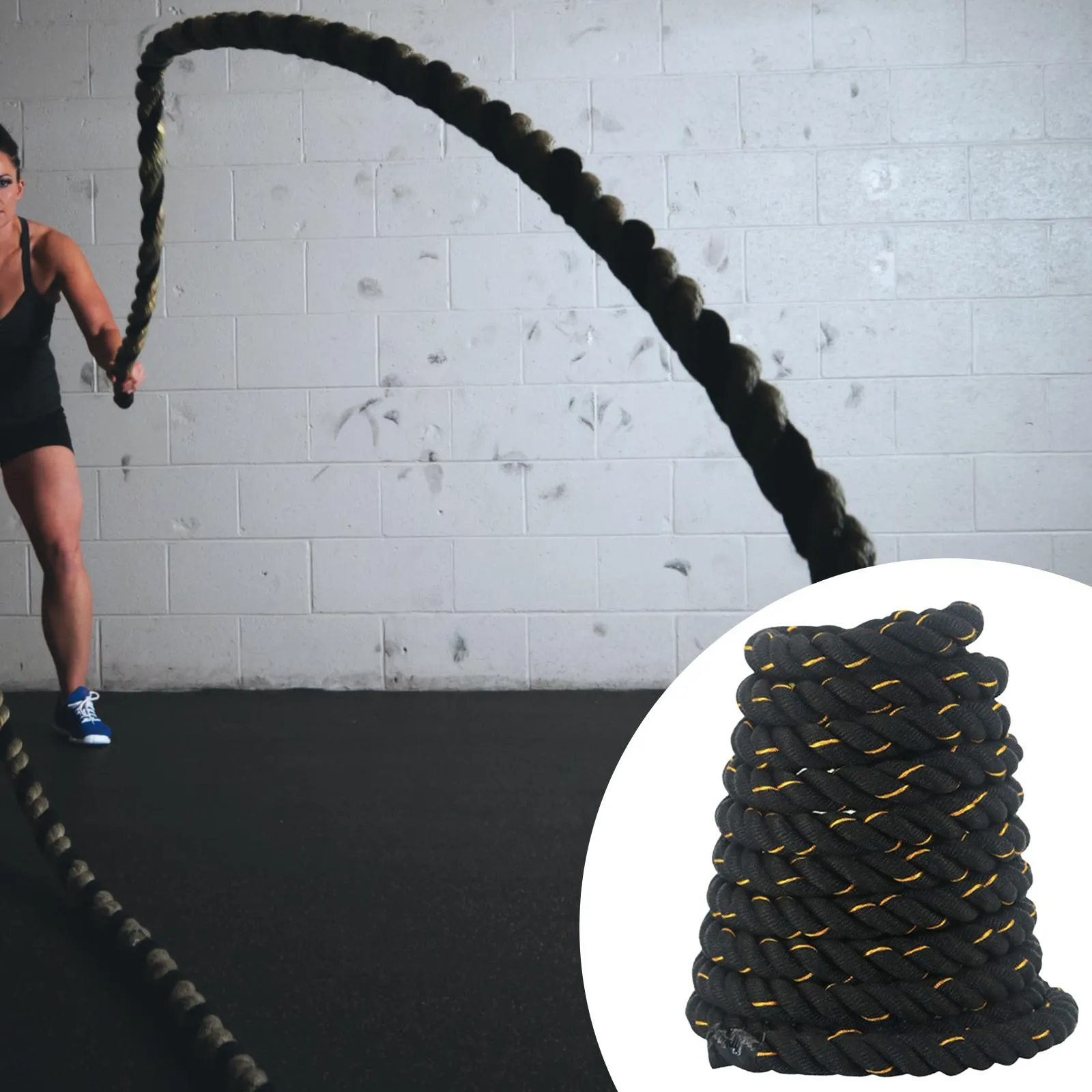 Premium Weighted Jump Rope – 9ft/9.8ft Heavy Skipping Battle Rope for Power & Strength Training – Durable Polyester, Comfort Handles – Full Body & Core Workout for Agility & Endurance