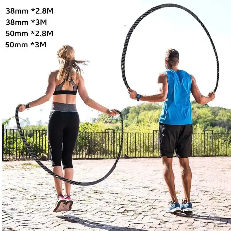 Premium Weighted Jump Rope – 9ft/9.8ft Heavy Skipping Battle Rope for Power & Strength Training – Durable Polyester, Comfort Handles – Full Body & Core Workout for Agility & Endurance
