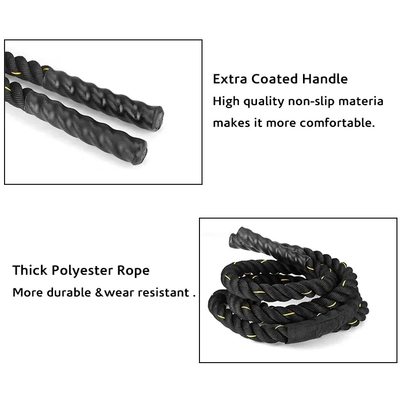 Premium Weighted Jump Rope – 9ft/9.8ft Heavy Skipping Battle Rope for Power & Strength Training – Durable Polyester, Comfort Handles – Full Body & Core Workout for Agility & Endurance