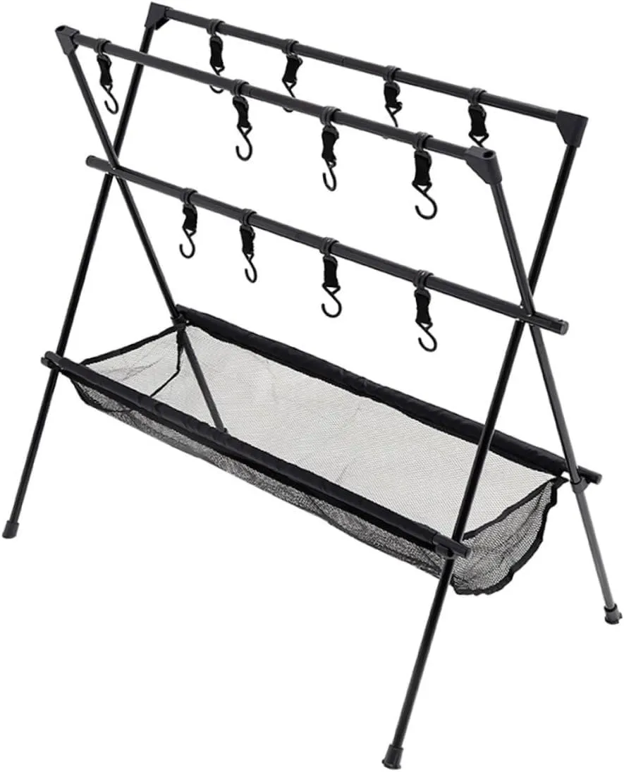 PRETYZOOM Camping Cooking Set Grill Mesh Stand Portable Folding Rack Aluminum Alloy Camping Tripod Ideal for Outdoor