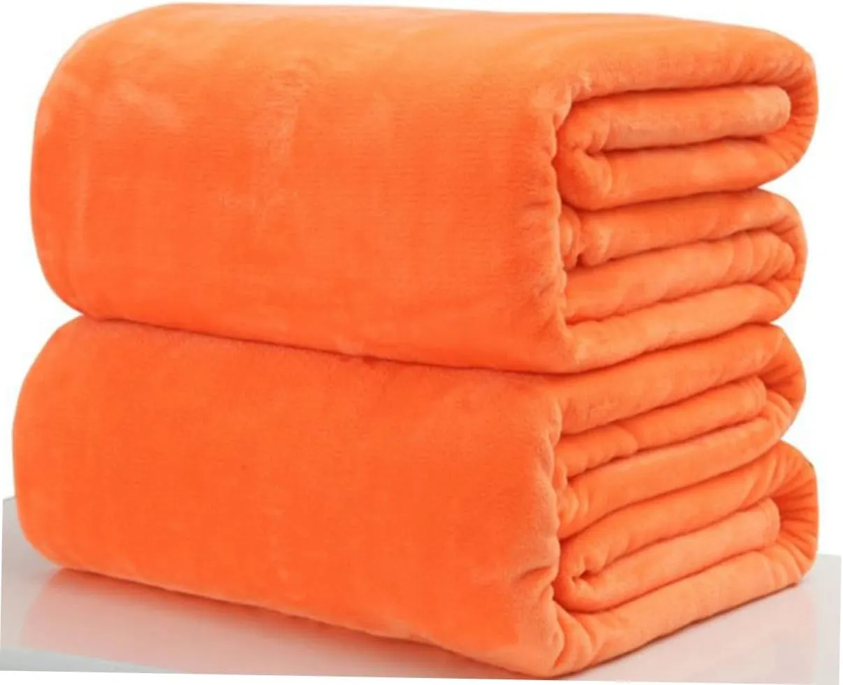 PRETYZOOM Flannel Fleece Blanket Lightweight Bed Blanket Orange Cozy for Winter Camping Home Use Versatile Flannel Bedding for Extra Warmth and Comfort