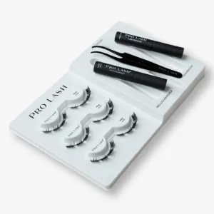 Pro Lash ProWear Starter Lash Clusters Kit - Easiest to Apply Lashes - 10-Day Cluster Eyelash Extensions - 3 Sets of False Eyelashes Plus Adhesive, Remover, Tweezers - Mega Volume No. 03 - Black