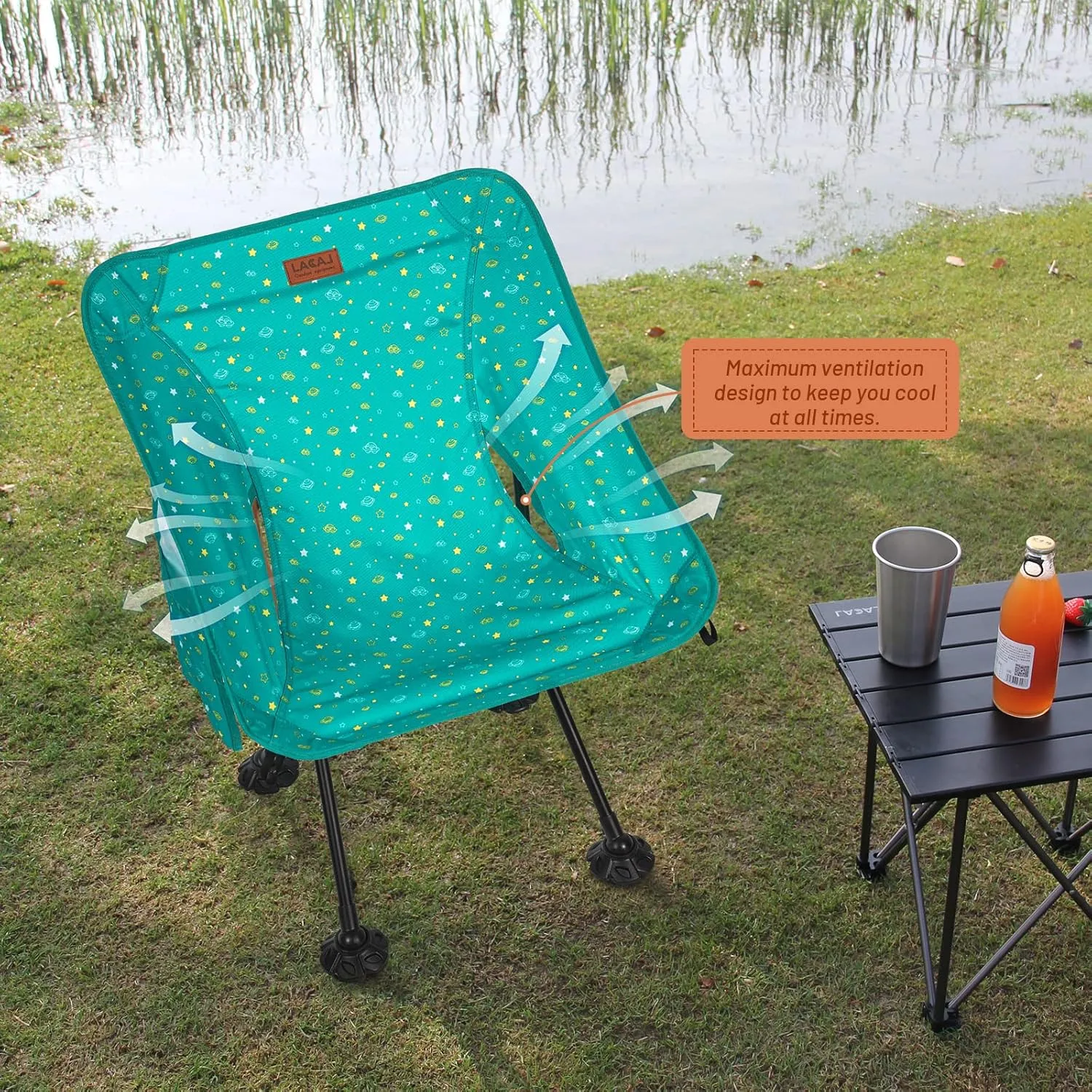 Protable Lightweight Chair for Youth, Compact Folding Size 15.7“×4.7", Only Weights 2.6lbs, 600D Oxford Fabric, Durable Aluminum Alloy Frame, Easy to Storage & Carry (Green)