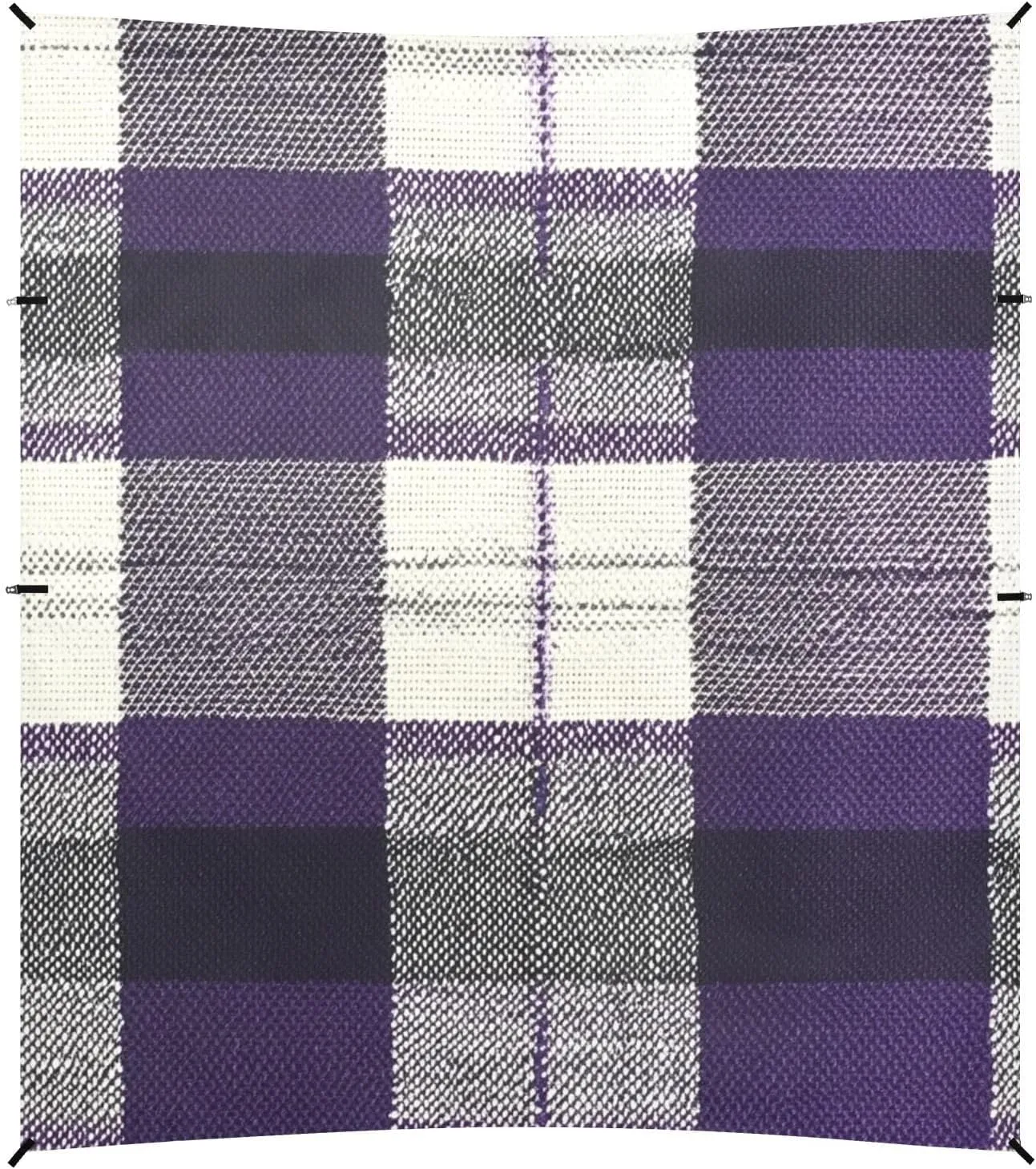 Purple Buffalo Plaid Check Tartan Scotland Foldable Beach Cabana UPF50 Lightweight Large Sun Shade with Sand Shovel, Sandbags for Camping, Fishing, Backyard Fun