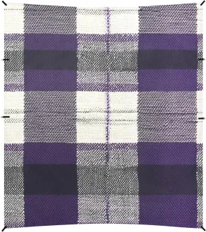 Purple Buffalo Plaid Check Tartan Scotland Foldable Beach Cabana UPF50 Lightweight Large Sun Shade with Sand Shovel, Sandbags for Camping, Fishing, Backyard Fun