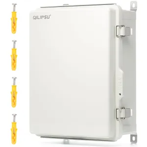 QILIPSU UL94-V0 Outdoor Electrical Box 16.4"x12.4"x7.1" Waterproof Junction Box Weatherproof PC/ABS Alloy Plastic IP66 Project Electric Enclosure Grey Hinged Door