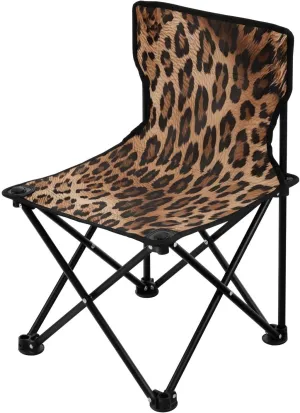Qilmy Fashionable Leopard Print Portable Camping Chairs,Outdoor Collapsible Chair Sports Garden Beach Fishing,Supports up to 250lbs534
