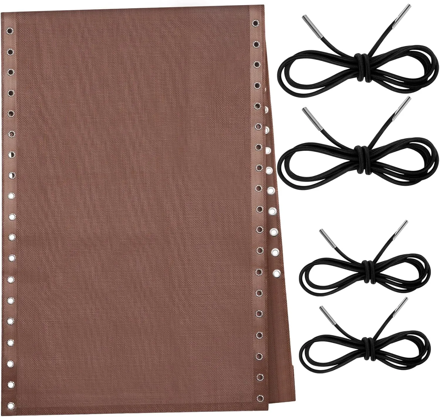 Queekay Chair Replacement Fabric with 4 Bungee Cord Lounge Chair Cloth Mesh Repair Kit for Patio Recliner Outdoor Lawn Pool(63 x 21 Inch,Brown)