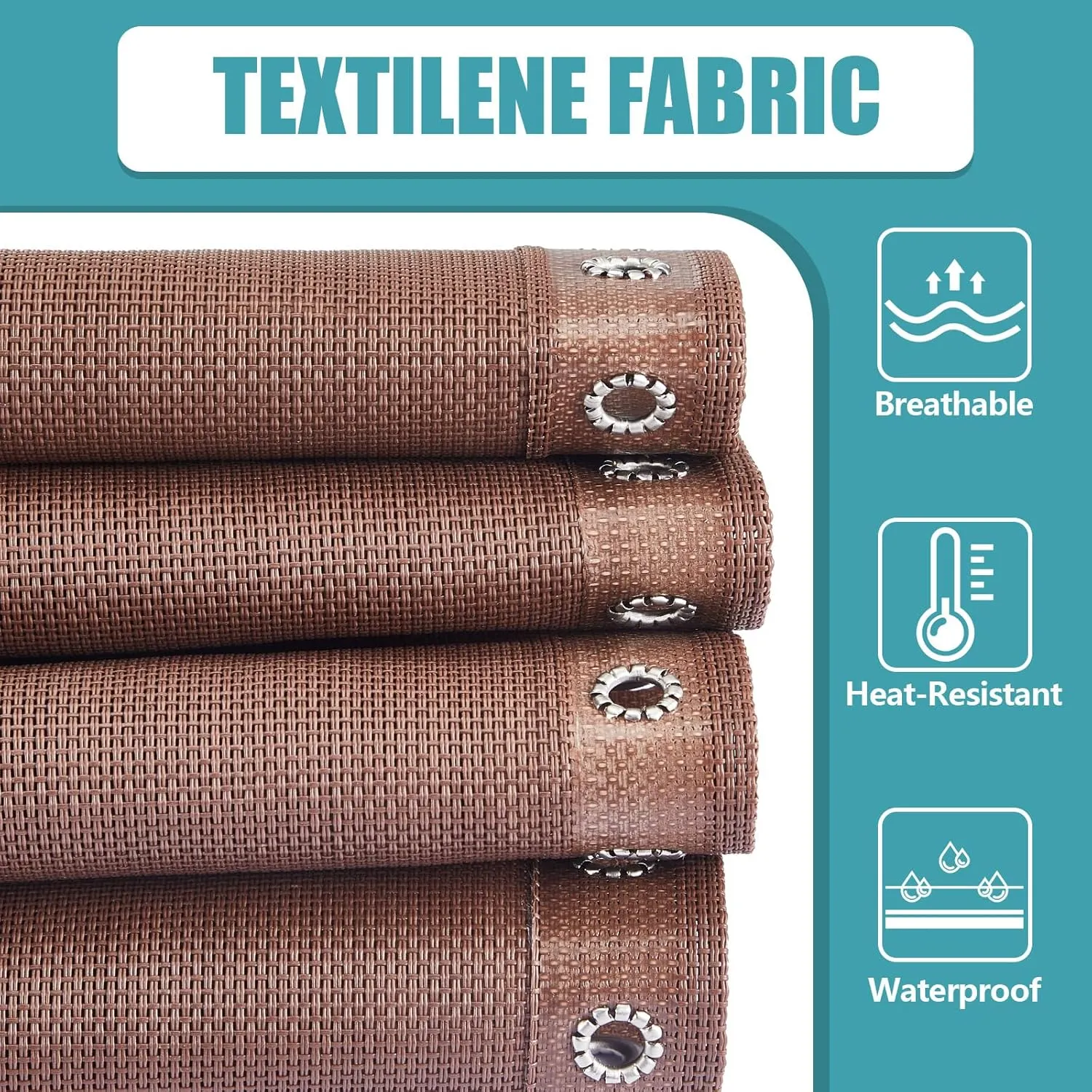 Queekay Chair Replacement Fabric with 4 Bungee Cord Lounge Chair Cloth Mesh Repair Kit for Patio Recliner Outdoor Lawn Pool(63 x 21 Inch,Brown)