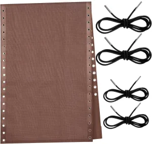 Queekay Chair Replacement Fabric with 4 Bungee Cord Lounge Chair Cloth Mesh Repair Kit for Patio Recliner Outdoor Lawn Pool(63 x 21 Inch,Brown)