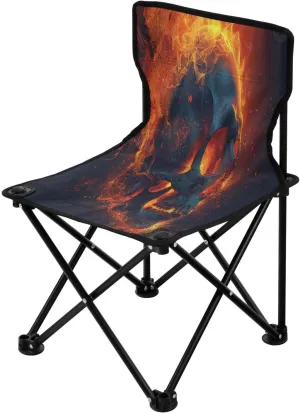Red Misty Skeleton Portable Outdoor Folding Chair Anti-Slip Padded Oxford Cloth Stool Camping Chair Small for Beach Hiking Fishing Gardening Quad Camp Chair