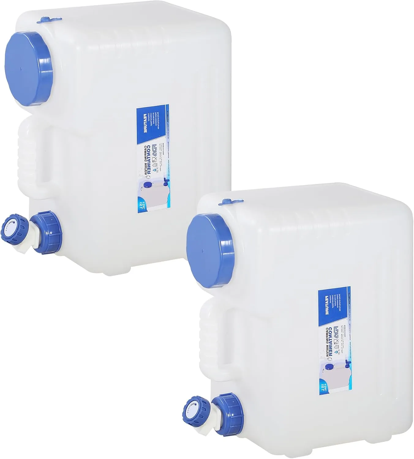 REDCAMP 3.9 Gallon/15L Portable Water Container with Spigot,Camping Water Jug,Camping Water Container, Large Water Tank,Portable Emergency Water Storage for Camping,Hiking,Hurricane Supplies, 2 Pack