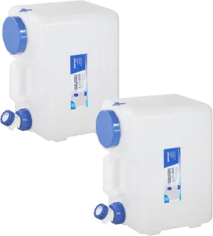 REDCAMP 3.9 Gallon/15L Portable Water Container with Spigot,Camping Water Jug,Camping Water Container, Large Water Tank,Portable Emergency Water Storage for Camping,Hiking,Hurricane Supplies, 2 Pack