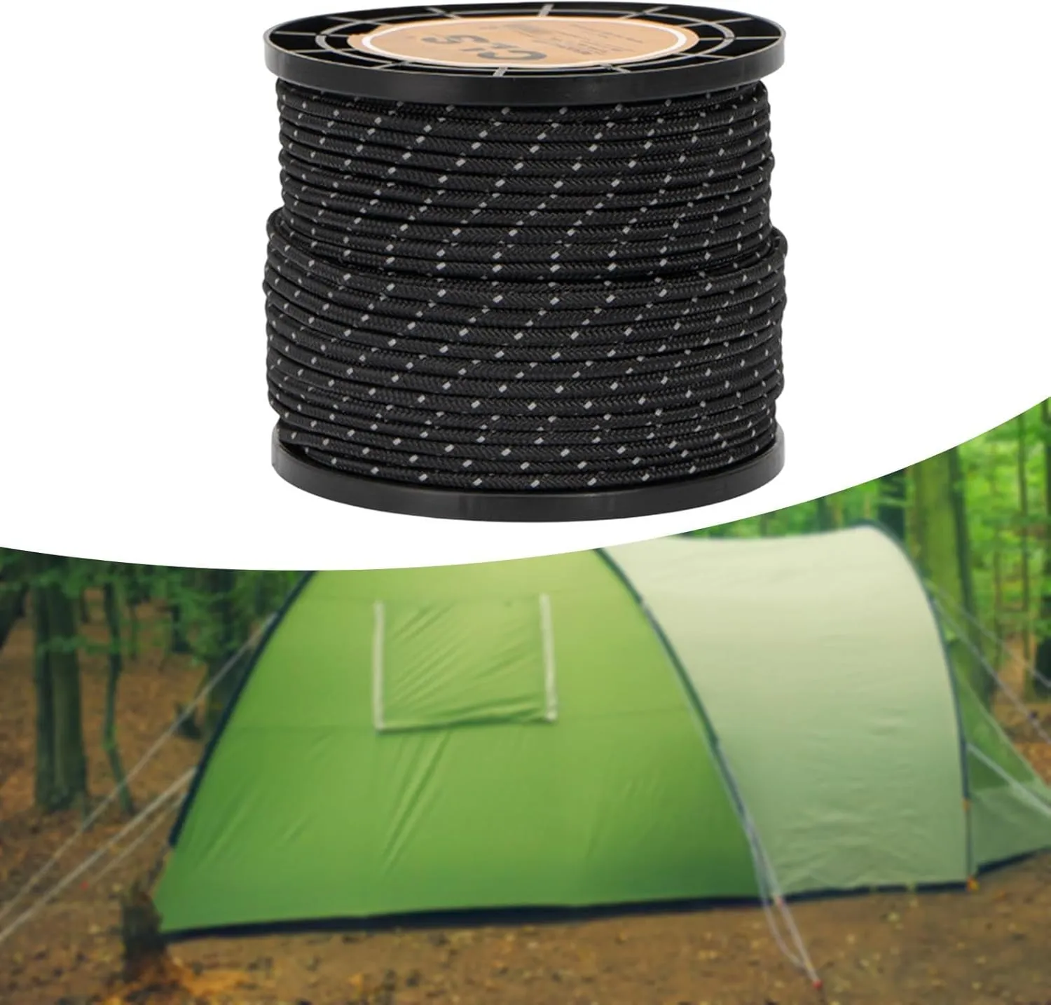 Reflective Cord Tent guyline Rope Reflective Tent Rope Solid Braid Towing Line Lightweight Camp Rope 50M 4mm for Outdoor