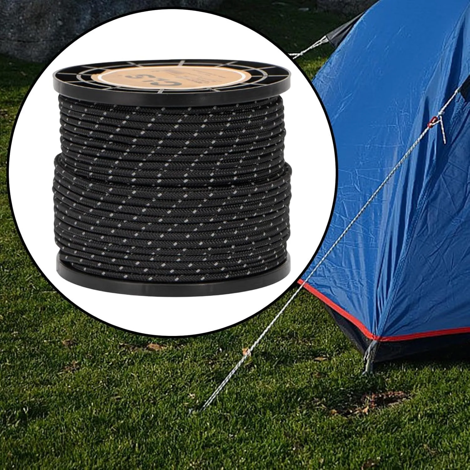 Reflective Cord Tent guyline Rope Reflective Tent Rope Solid Braid Towing Line Lightweight Camp Rope 50M 4mm for Outdoor