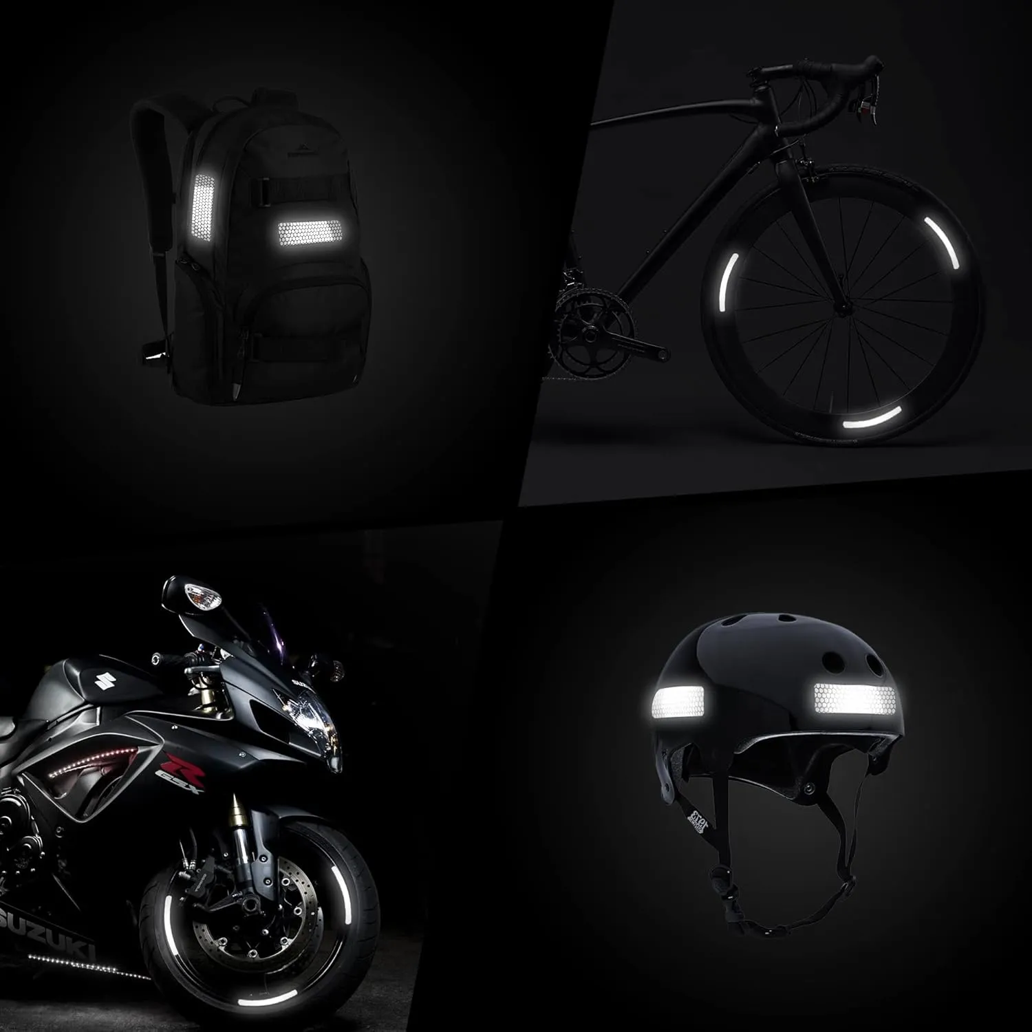 Reflective Stickers for Bikes Rims | 18pc Brilliant-Gray | Reflective Tape for Motorcycle Helmet Decals and Bike Reflectors | Hi Vis Bicycle reflectors, Mailbox Stickers