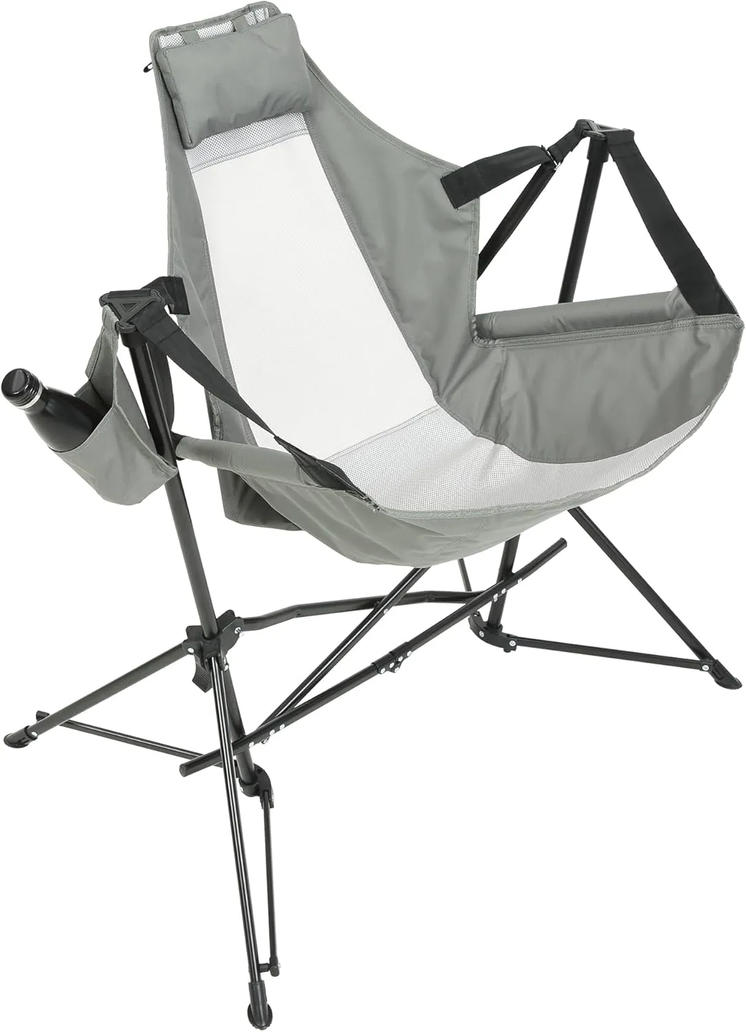 Relax Anytime with Folding Hammock Camping Chair, Adjustable Angle, Portable Design, Grey